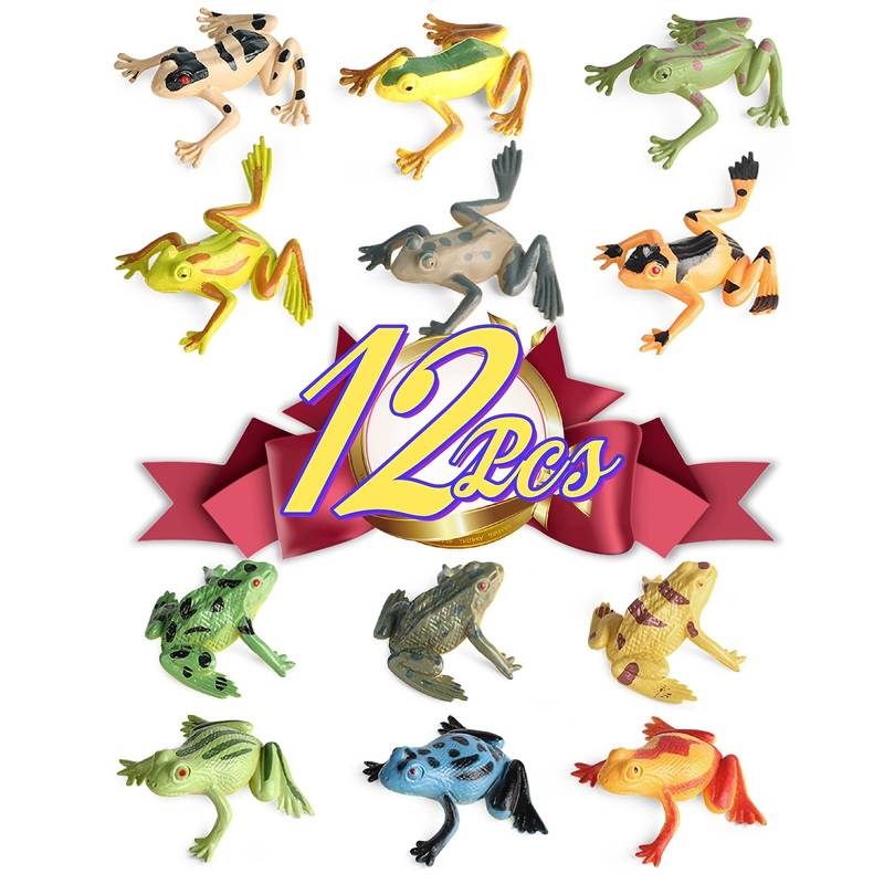 12pcs Plastic Frogs Toy Mini Vinyl Realistic Frog Toy Decorations Frogs Fun  Rain Forest Character Toys Realistic Frog Figures Lifelike Toy For Craftin